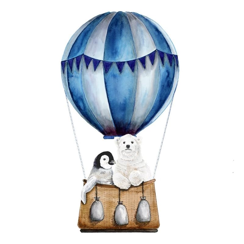 Blue Hot Air Balloon Print Nursery Prints