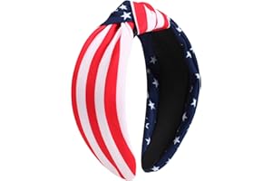 Budsmile 4th of July Headbands for Women Girls American Flag Independence Day Headband Red White Blue Patriotic Hair Accessories USA Knotted Wide Hair Band Hair Hoop