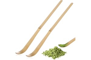 ZELPHVT 2 Pcs Brown Bamboo Matcha Scoop Japanese Chashaku Hooked Green Tea Spoon Japanese Bamboo Matchas Scoop Traditional Tea Ceremony Spoon for Matcha and Coffee Espresso Teas Accessories
