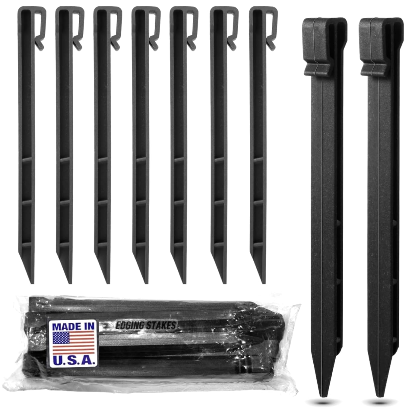 One Stop Outdoor Black (25-Pack) - 10" Inch Heavy Duty Plastic Landscape Edging Stakes, Anchoring Spikes for Edging & Terrace Board (Fits Most Brands Dimex EasyFlex Master Mark) (25)