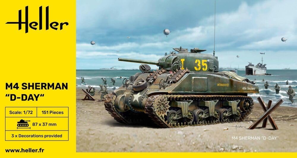 Heller 79892 1:72-M4 Sherman D-Day, 87 mm x 46 mm x 37 mm