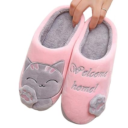Hhgold Winter Home Slippers Cute Totoro Cartoon Cat Flock