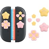 WISHAVEN ABXY Buttons Sticker Joystick Cover Caps for Switch 2, Cross D-Pad Button Caps Silicone Thumb Grips Set Compatible with Nintendo Switch 2 Controller - Star Baby(Pink and Yellow)