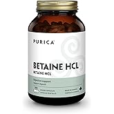 PURICA Betaine Hydrochloride HCL 500mg - 180 Veggie Capsules 180-Day Supply - Digestive Support and Liver Function Formula - 