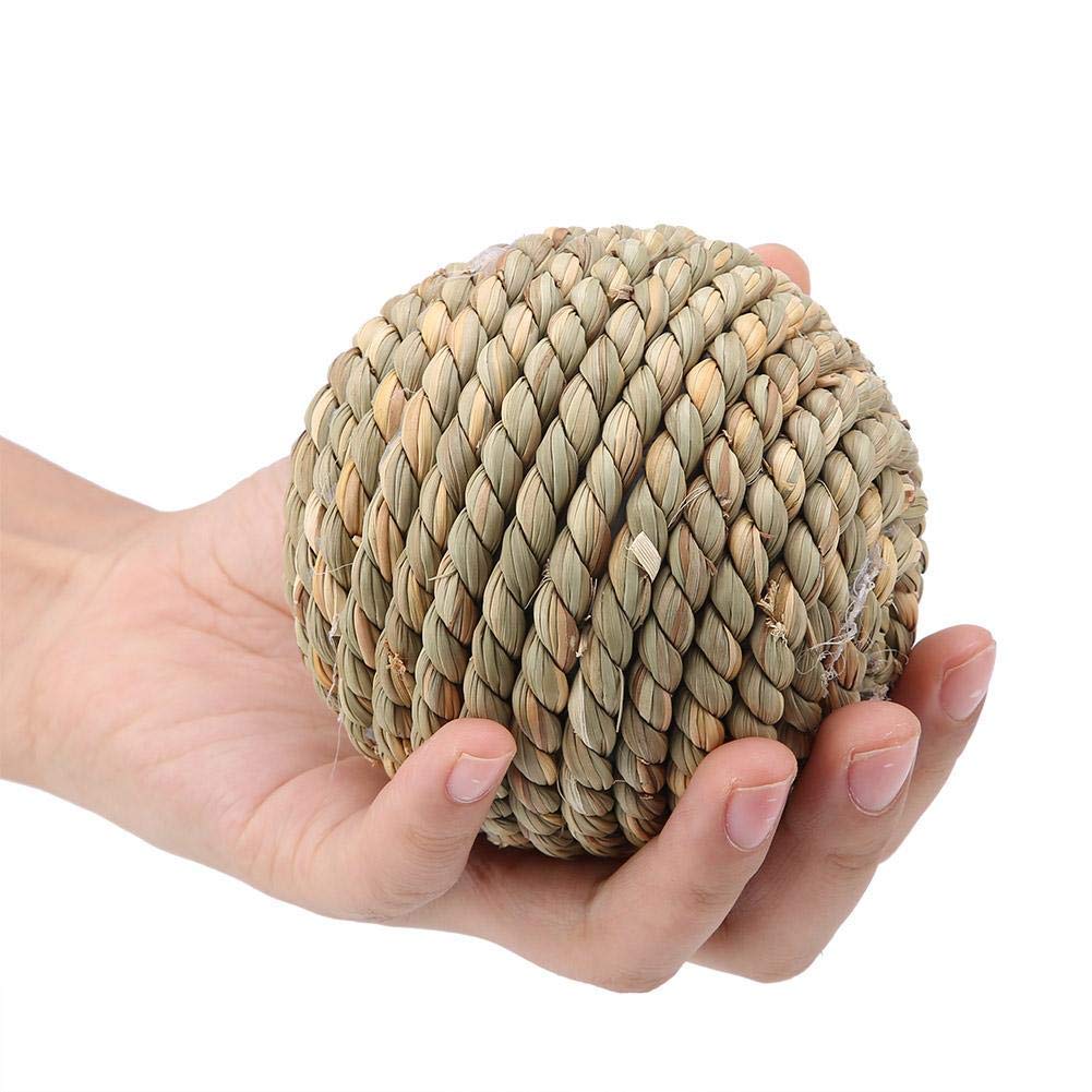 Fdit Small Pet Chewing Toy Natural Grass Rattan Balls Teeth Cleaning Grinding Toys for Rabbit Parrot Guinea Hamster Rat Small Rodents 10cm
