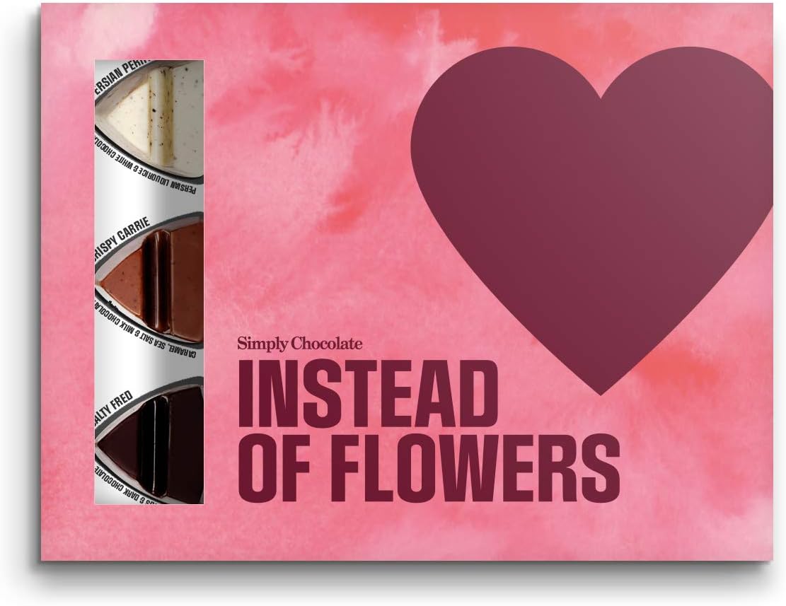 Simply Chocolate INSTEAD OF FLOWERS 100% natural chocolate gourmet gift box, 120 g, Pack of 12
