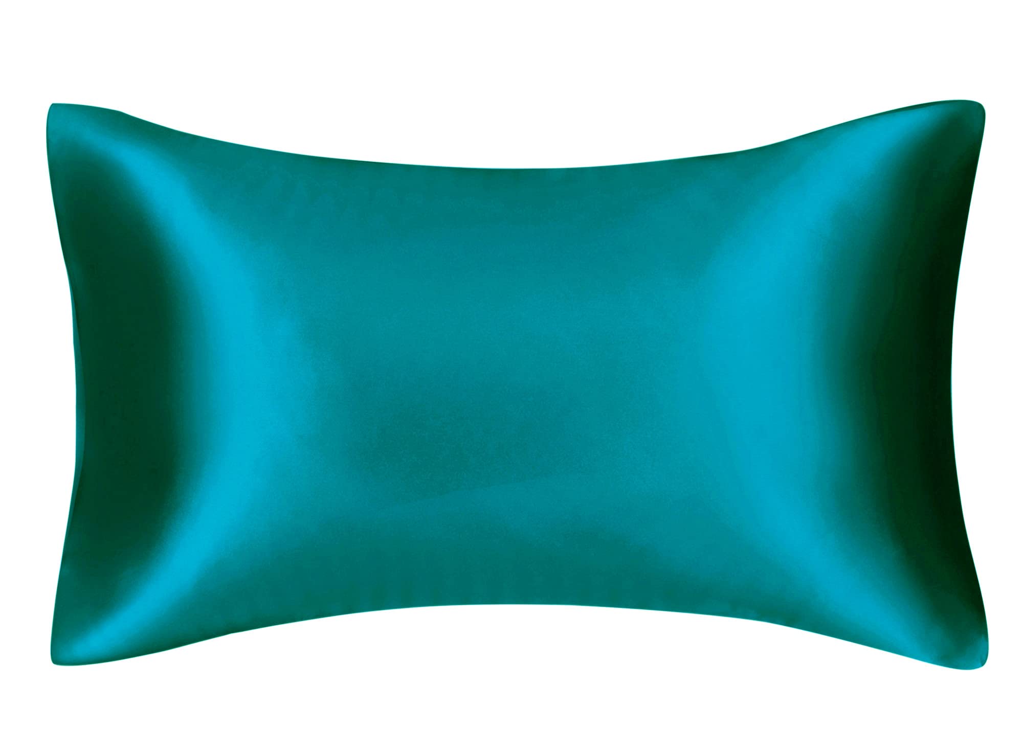 FLCA 100% Mulberry Silk Charmeuse Silk Pillowcase Both Sides Silk Pillow Shams Cover for Skin Health with Hidden Zipper (Peacock Blue, Standard) โ image 1