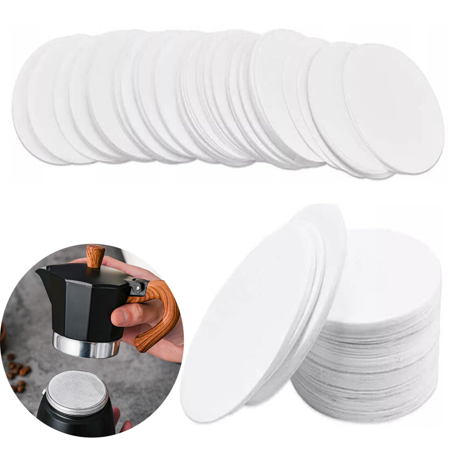 Photo 1 of 500 Count Replacement Paper Filters, Round Disposable Coffee Filters Paper Micro-filters Compatible with Aeropress Coffee Makers for Brewing Tea and Coffee. (White)