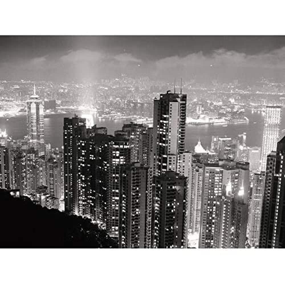 Artery8 Black White Hong Kong City Skyscrapers Photo Art Print Canvas Premium Wall Decor Poster Mural