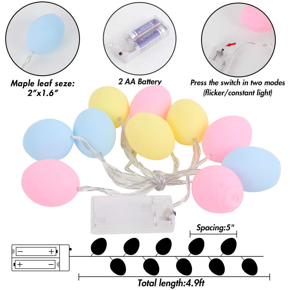 Amor Easter Egg Lights String Easter Decorations String Lights for Easter Halloween Christmas Holidy Party Home Decor