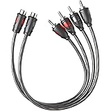 ROCKRIX 1ft RCA 1 Female to 2 Male Audio Speaker Y Adapter Splitter Cable (2 Pack)