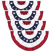 3 x 6 Ft American Pleated Fan Flag, USA Patriotic Half Fan Bunting Flag, 4th of July Memorial Day Decorations Flags (Set of 4)