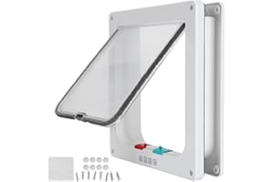 EGETOTA CEESC Cat Lock Security Flap Door S M L Size Pet Flip Door 4 Way Lock Windproof Rainproof Easy Install for Cats Dogs 