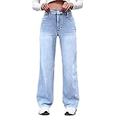 ELLEVEN High Stretchy Sweatpant Jeans Women, Elastic Waist Wide Leg Baggy Knit Jeans Straight Leg High Waisted Pull on Jeans