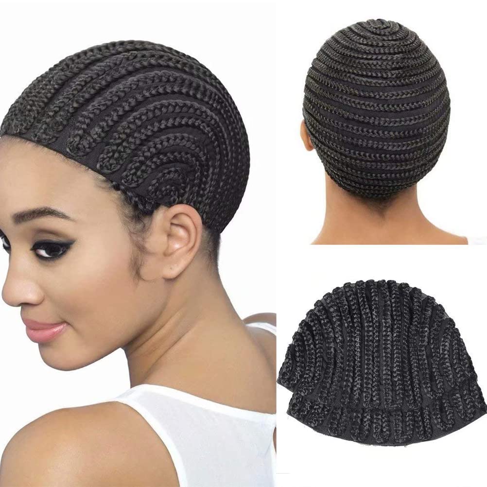 Photo 1 of 2Pcs Crochet Cornrow Wig Cap for Black Women Braided Cap for Weaving Making Wigs with Clips Inside Stretchy Braid Cap for Easier Sew in Crochet Cornrow Braids Sewing Cap for Wigs and Hair Weave