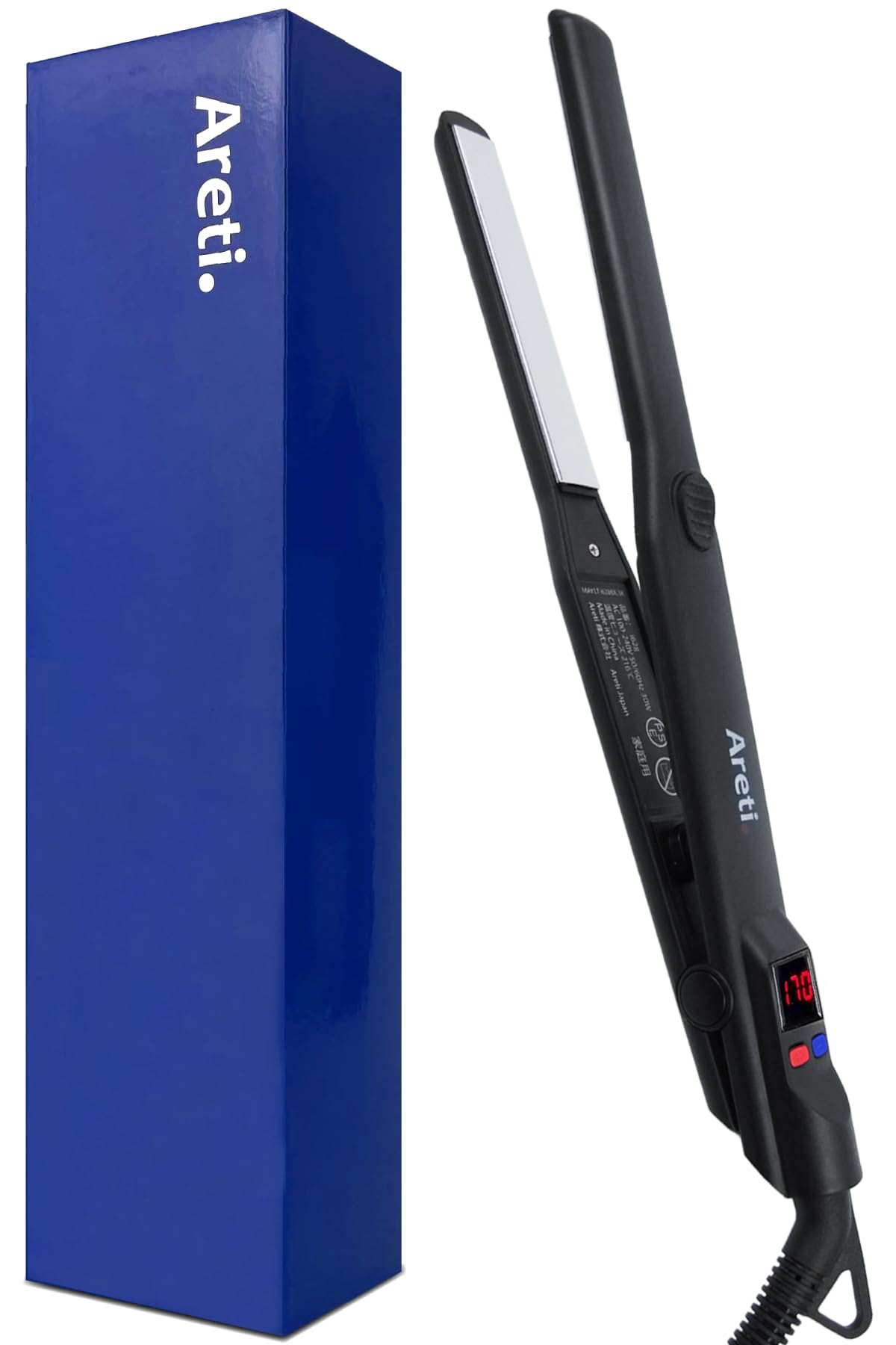 “ ヘアアイロン は アレティ ” ストレート カール 2way 極細✕極長 15mm プレート 急速170℃ たくさん挟めて時短 メンズ 前髪 ダメージレス 80℃から240℃まで細かな24段階温度設定 チタニウムコーティング Areti-i628BK 海外対応商品画像
