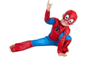 JAZWARES COSTUME PLAY MARVEL Official Toddler Deluxe Halloween Costume - Premium Quality Padded Jumpsuit and Fabric Headpiece (3T-4T)