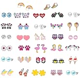 32 Pairs Hypoallergenic Cute Animal Earrings for Girls & Teen Girls - Stainless Steel Assorted Jewelry Set