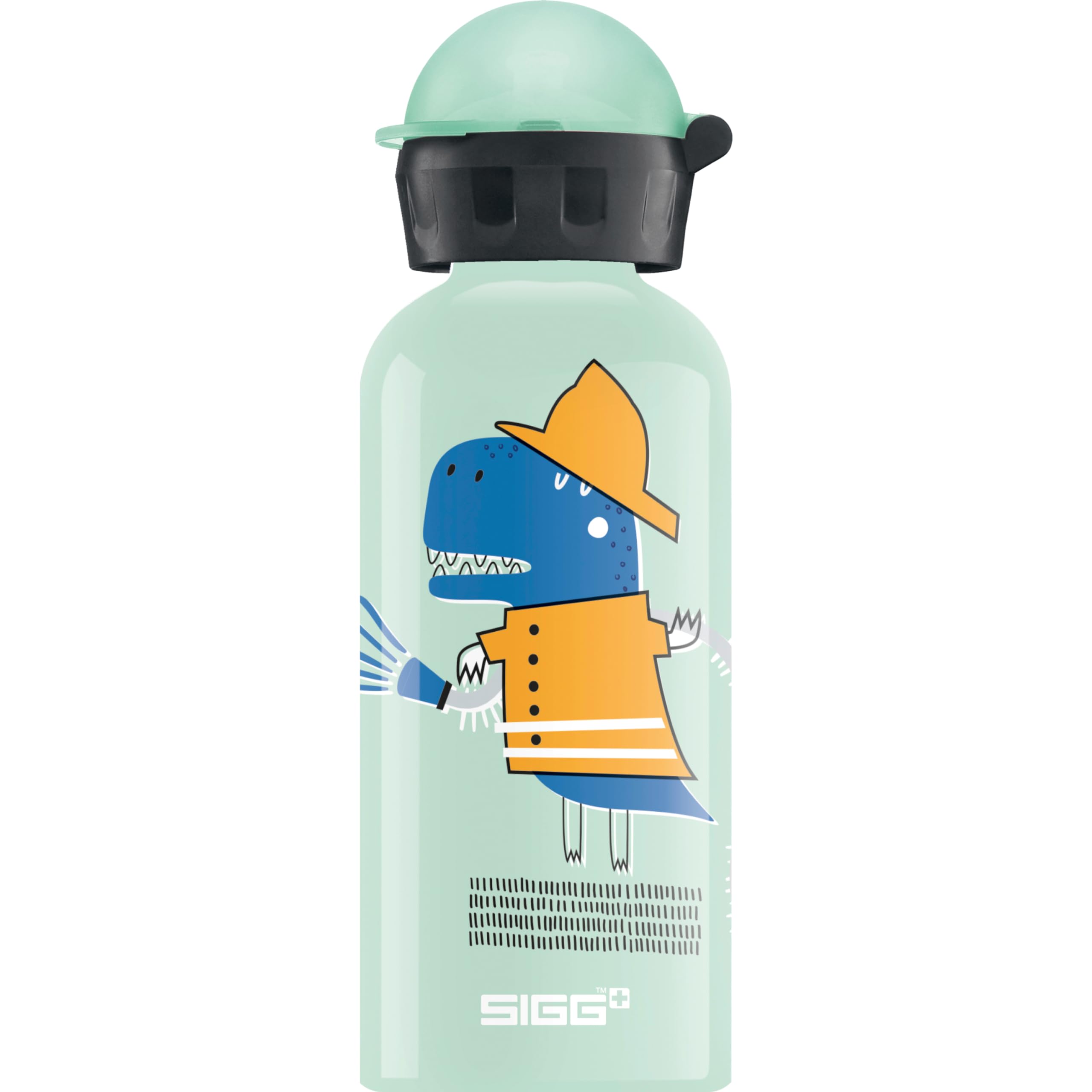 Sigg - Aluminium Water Bottle For Kids - KBT Fire Dino - Leakproof - Lightweight - BPA Free - Climate Partner Certified - School & Sports - Light Green - 0.4L