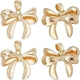 Beebeecraft 1 Box 12Pcs Gold Bowknot Charms 18K Gold Plated Dangle Bow Charms for Jewelry Making DIY Crafting Supplies Necklace Bracelet Earring Women Gift