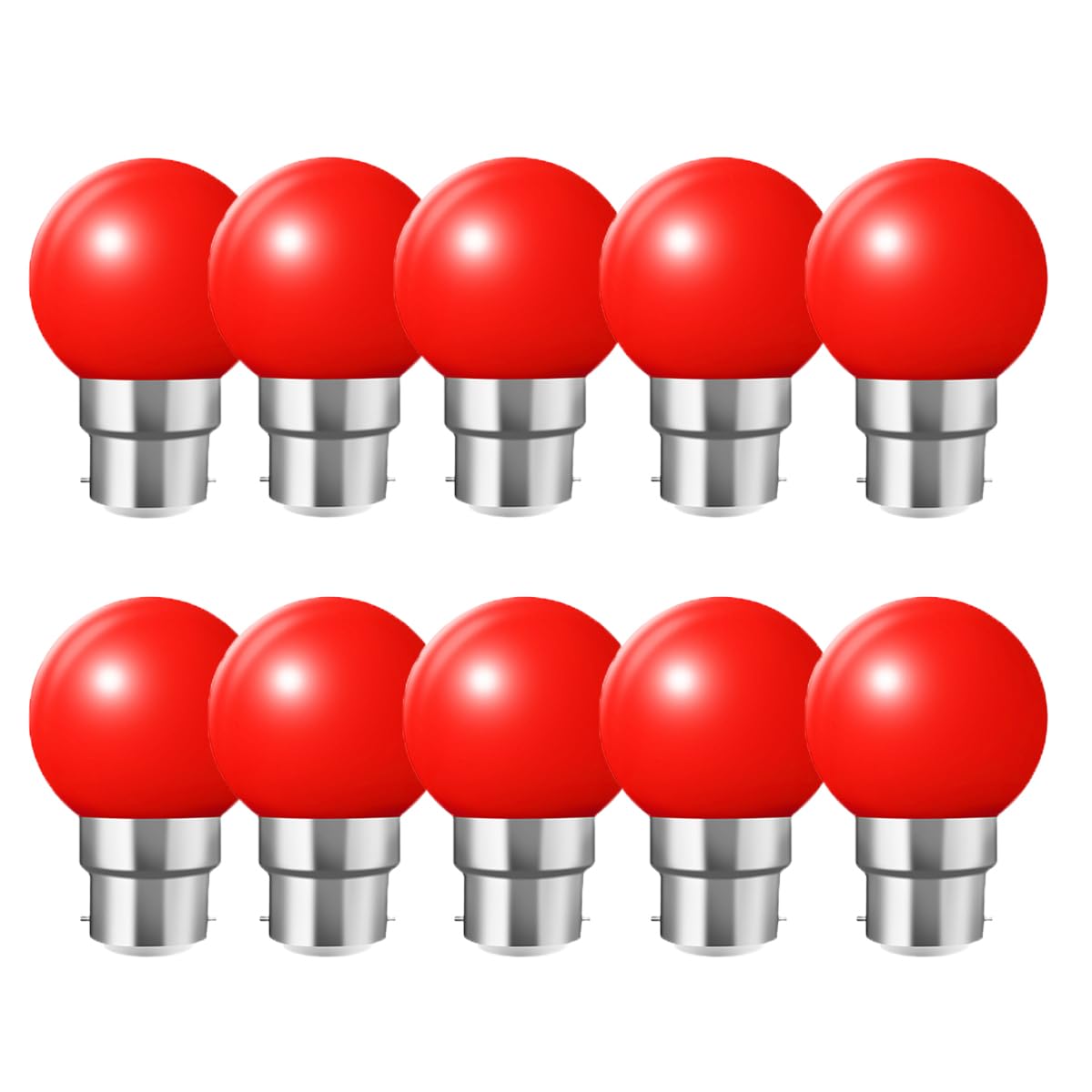 WULUN B22 Bayonet Coloured LED Bulbs, G45 Mini Globe Bulb, 2W Equivalent to 20W Halogen Lights, Used for Outdoor Indoor String, Wedding, Christmas, Party, bar Decoration, Red, 10 Pcs