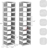 esonstyle 10-Tier Narrow Shoe Rack Metal Storage Organizer Tall Stackable view 4