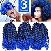 Silike 8'' Ombre Marlybob Kinky Curl (3 Bundles/pack) Back to School Afro Kinky Braid Hair Extension(T 1B/Blue)