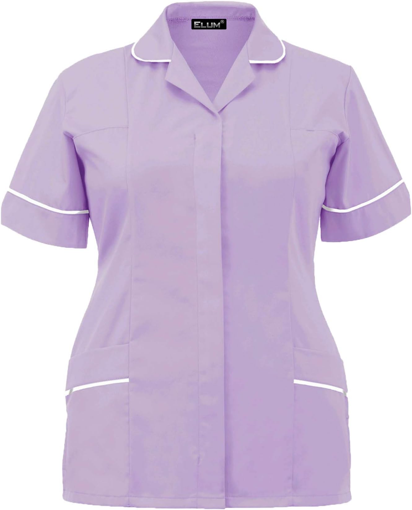 Womens Nurses Tunics Medical Uniform Salon Vet Healthcare Maid Scrub Suit (UK 18, Lilac)