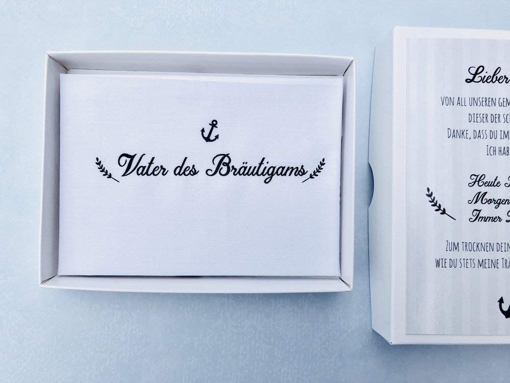 Hochzeit Geschenk Vater Des Brautigams Stofftaschentuch Fur Freudentranen Brautvater Amazon De Handmade