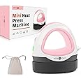 HTVRONT Heat Press Mini Iron for Crafting, Mini Heat Press Machine for T Shirts, Auto-Off Small Heat Press Portable Iron Press for Heating Transfer(Pink)