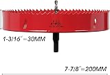 Ihomepark Hole Saw 200 mm Bi-Metal HSS M42 with Hex Shank Centring Bits Red view 4