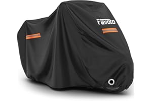 Favoto Motorcycle Cover Waterproof Outdoor All Weather Sun Rain Snow Dust Protection Windproof Motorbike Cover with Lock-Hole
