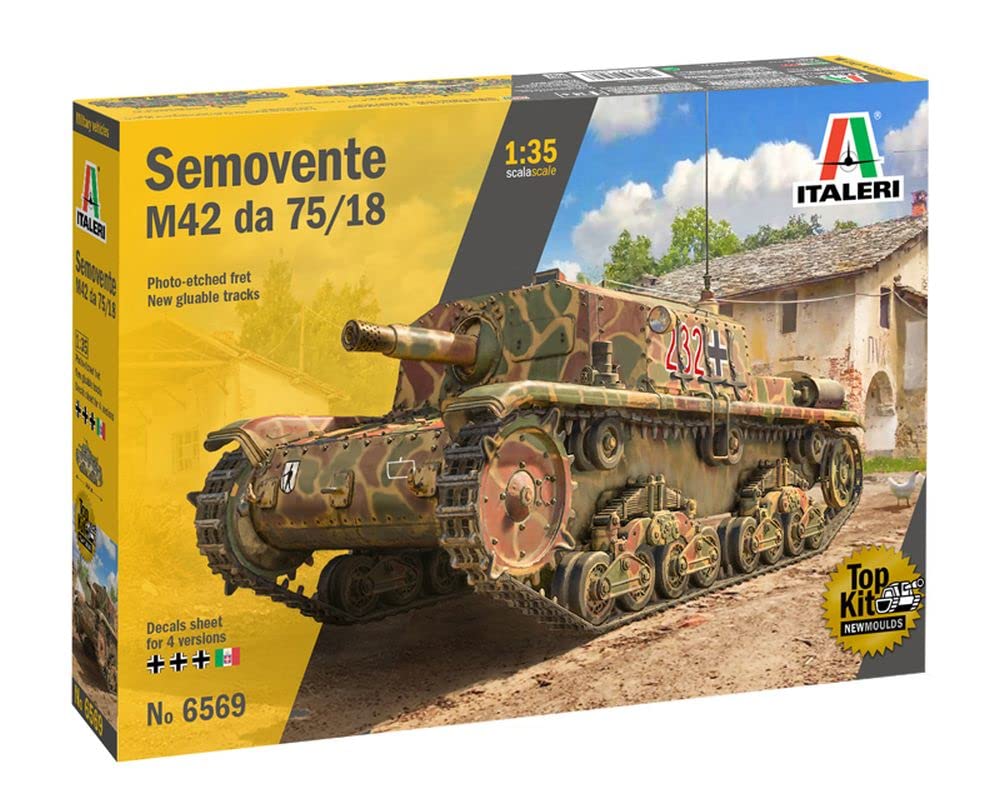 Italeri 1:35 Semovente M42 da 75/18 mm, Model Building Kit, Standing Model Building, Crafts, Hobby, Gluing, Plastic Kit, Detailed