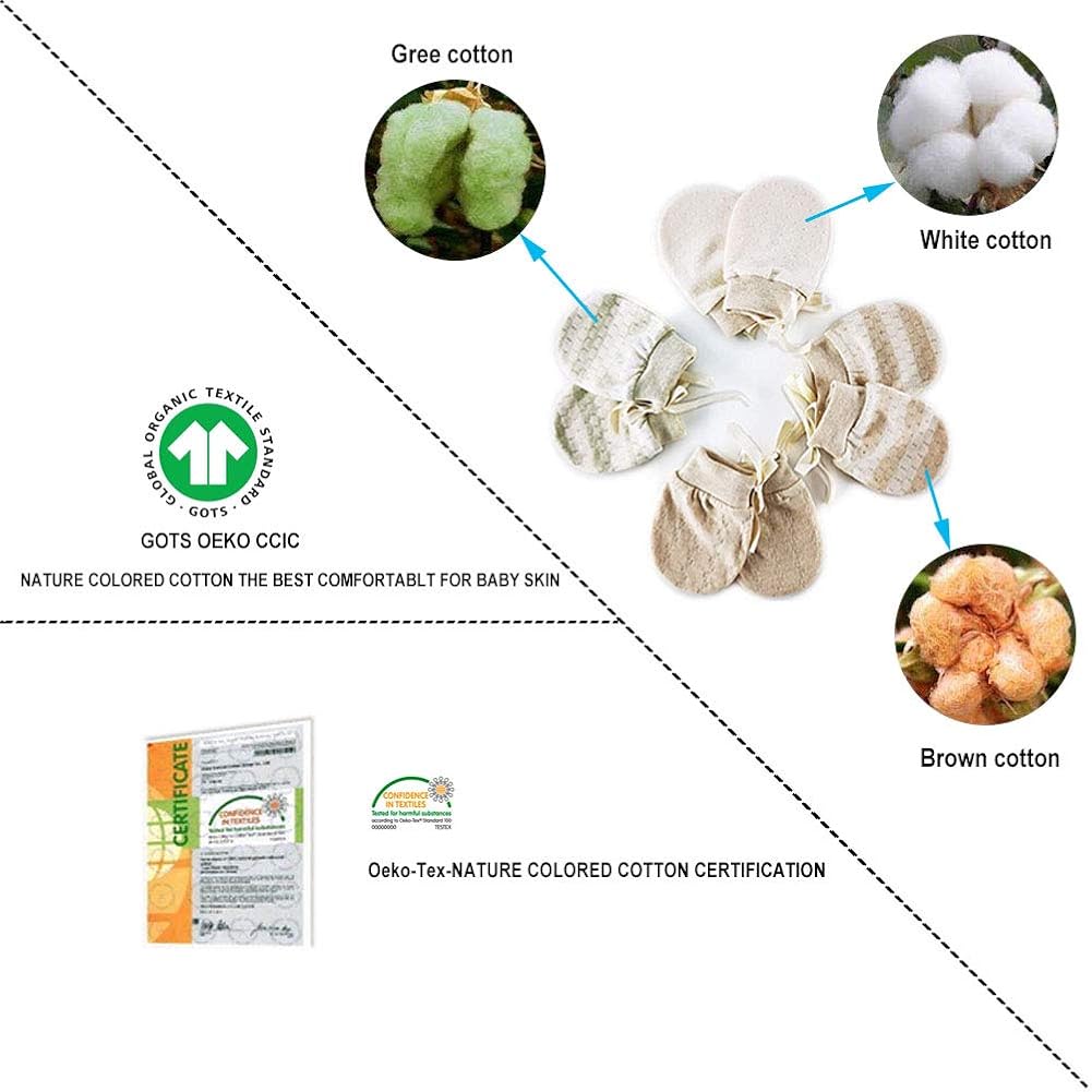 Organic Baby Mittens Newborn Glove No Scratch for Infants Unisex 4 Pairs Soft: Clothing