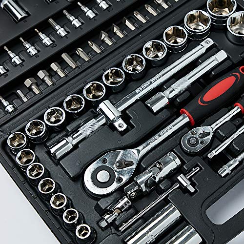 Wopeite Steckschlüsselsatz 94-teilig Steckschlüssel Satz mit Knarre und Adapter Werkzeug aus Chrom-Vanadium Stahl 1/4… – Bild 4