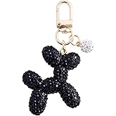 ChungLong0593 Rhinestone Balloon Dog Keychain - Sparkly Crystal Purse Charm for Handbags, Keys, Backpacks