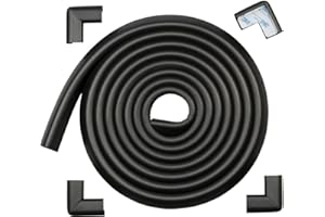 Roving Cove HeftyFit Edge Corner Protector Baby Proofing (Large 15ft Edge 4 Corners), Heavy-Duty, Soft NBR Rubber Foam, Furniture Fireplace Safety Bumper Guard, 3M Adhesive, Onyx Black