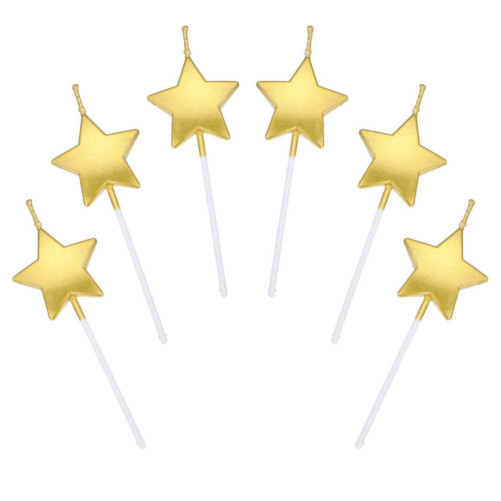 Star Birthday Candles,6 Pcs Metallic Cake Candles for Birthday Wedding Party Cupcakes Topper Decorations,Gold