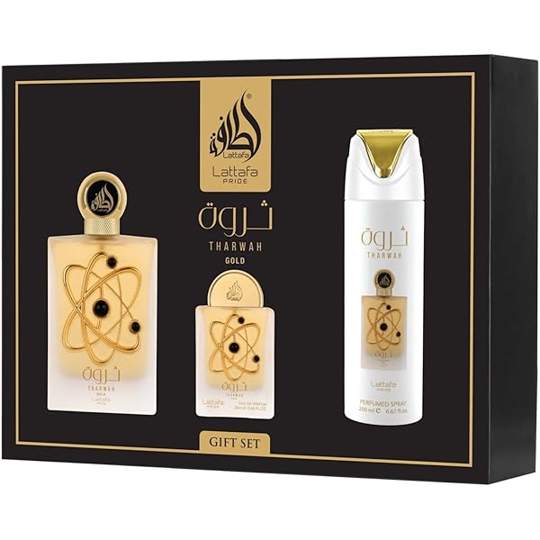 Amazon.com: Lattafa Perfumes Tharwah Gold 中性淡香水噴霧,3.4 盎司