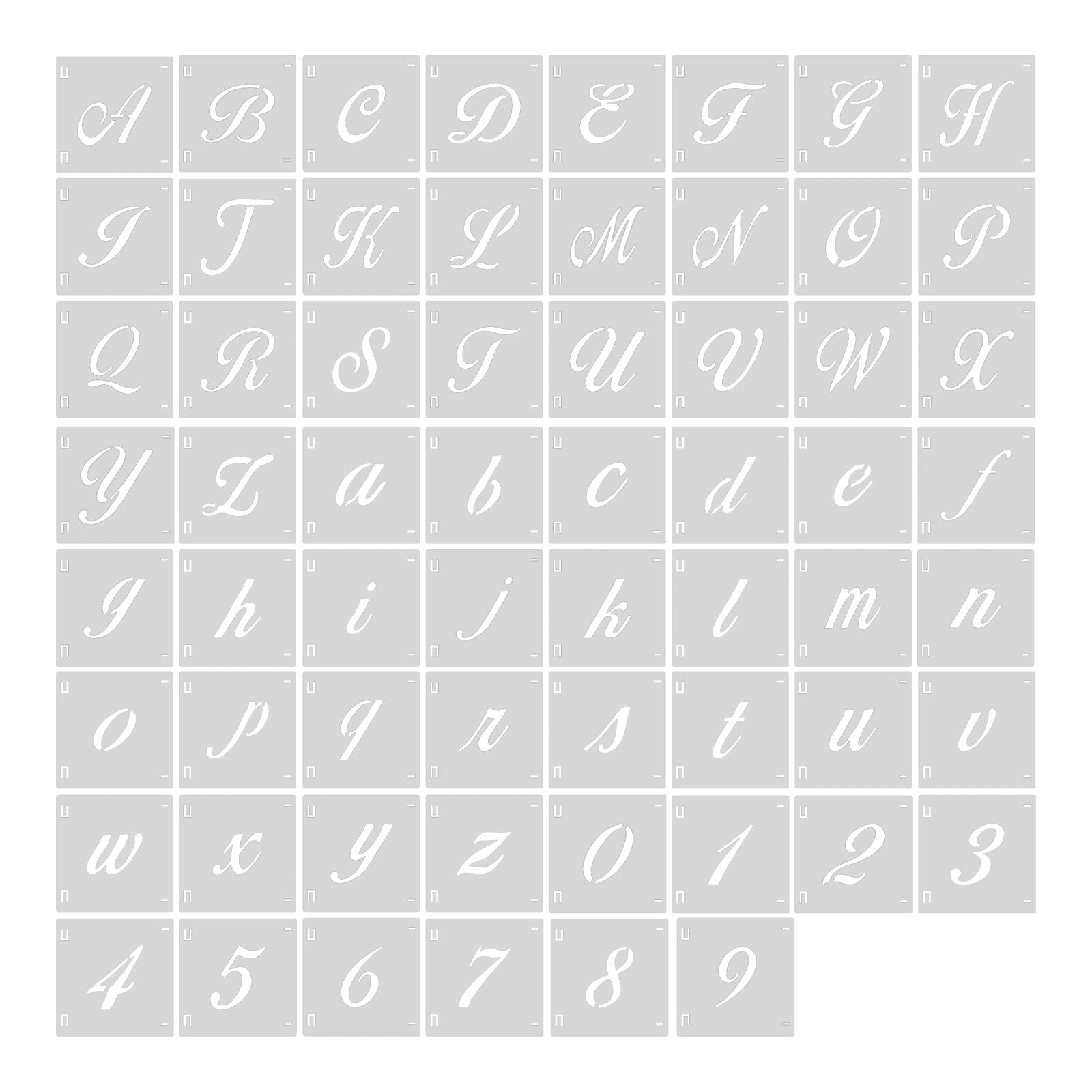 AIEX 62 Pcs Calligraphy Letter Stencils, 3 Inch Farmhouse Style Letter Number Template Interlocking Alphabet Stencils for Art Projects Decoration Painting DIY Craft