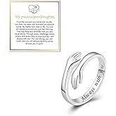 Lyfange Hope Rings for Granddaughter Hug Ring Gifts from Grandma Adjustable Encouragement Christmas Gift Inspirational Stainless Steel Engarved Ring Non Tarnish Jewelry Gift