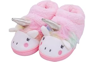 Elcssuy Girls Unicorn Slippers Toddler Girls Slippers Warm Comfortable Anti-Slip House Slippers for Kids Indoor Outdoor(Little Kid/Big Kid)