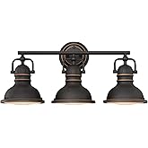 Westinghouse 6116200 Boswell Vintage-Style Three-Light Indoor Vanity Light Fixture, Oil Rubbed Bronze Finish with Highlights,