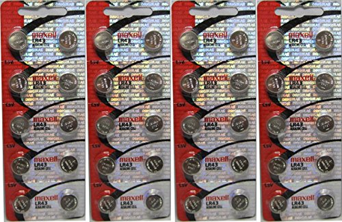 Genuine Maxell LR43 1.5v Cell Button Battery x 40