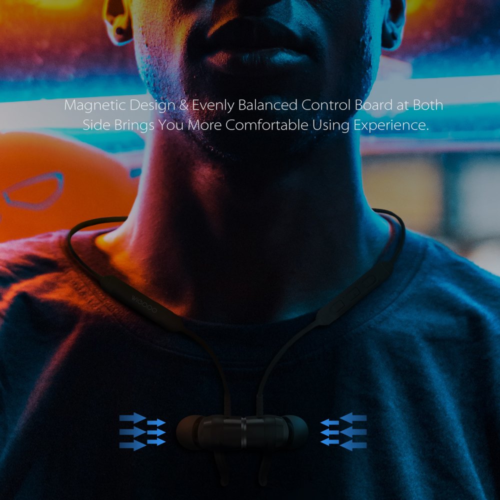 Wireless Headphones - Wieppo Bluetooth Headphones Wireless 4.2 Magnetic Earphones with MIC, Volume Control, Sweatproof Sport Earbuds In Ear for Running, Workout, 5Hrs Playtime, Multipoint, Secure Fit