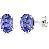 Gem Stone King 1.30 Cttw Tanzanite Stud Earrings For Women Men | 925 Sterling Silver | Gemstone Birthstone Oval 6.5X4.5MM | Fine Jewelry Gifts for Her Mom Women Wife