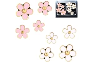 DEDC Car Air Fresheners, 8 Pcs Car Scents Vent Clip Air Freshener, Flower Air Freshener Car Clips,Car Inter Decor for Girls Women,Pink & White