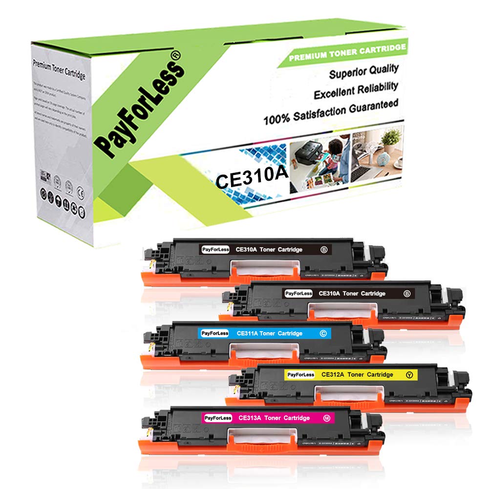 PayForLess 5PK for HP 126A CE310A CE311A CE312A CE313A Toner for HP Laserjet Pro M275 CP1025nw CP1025 Pro 100 M175nw Printers
