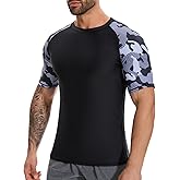 MISS MOLY Men's Short Sleeve UPF 50+ Rash Guard Skins Compression Shirt UV Sun Protection Rashguard for Fishing Running
