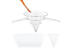 12-Piece Maple Syrup Filter Kit, 9.4” Deep Stainless Steel Filter Stand with Folding Arms & Pre-Filters, Fryer Oil Filter Sta